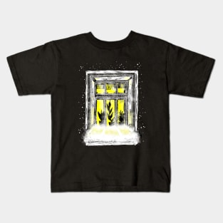 A winter window with a bright light. Christmas and new year drawing Kids T-Shirt